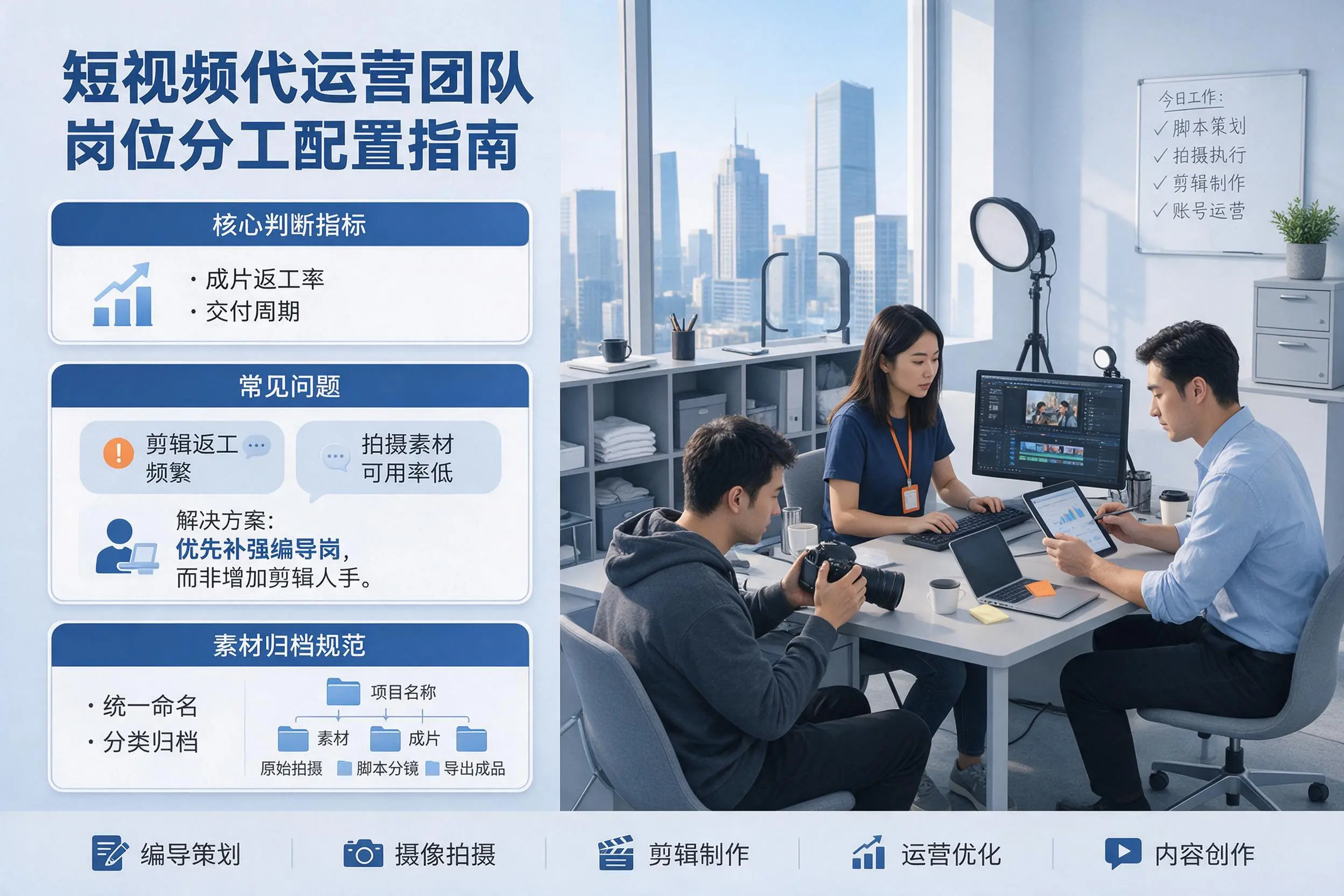 短视频代运营团队如何配置？滨州企业岗位分工科普说明